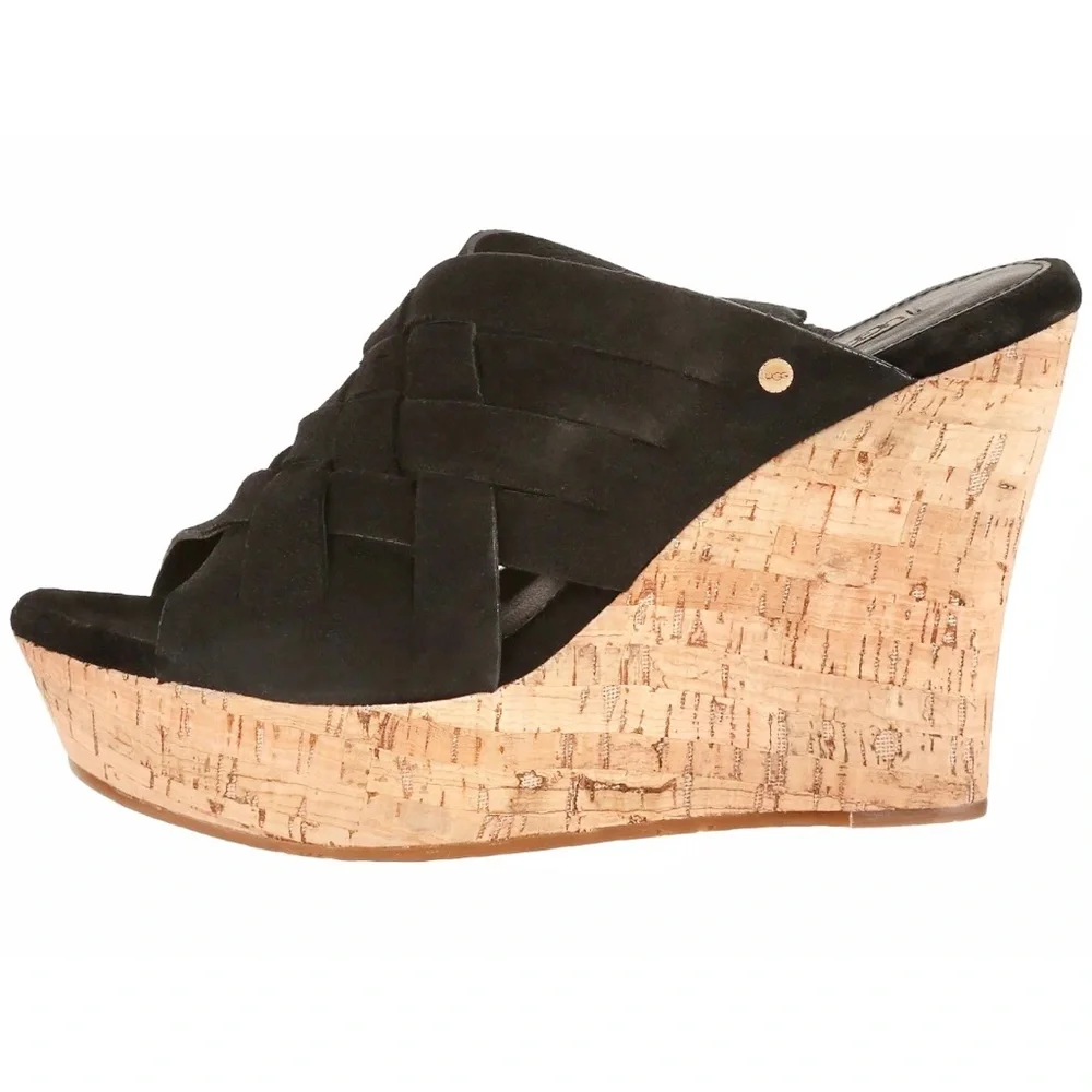 UGG Marta black cork wedge sandals